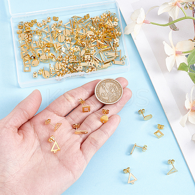100Pcs 5 Style 201 Stainless Steel Stud Earring Findings with Hole EJEW-ME0001-01-1