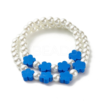 Flower Beads Stretch Bracelets Set for Children and Parent BJEW-JB07187-1