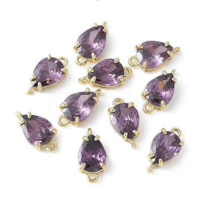 Brass Pave Cubic Zirconia Connector Charms KK-F892-53G-01-1