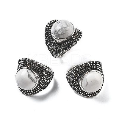Natural Howlite Adjustable Rings RJEW-I108-03AS-10-1