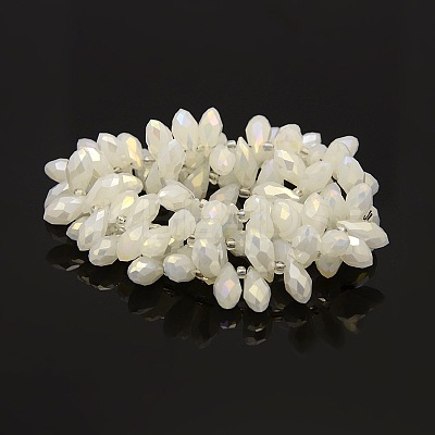 Faceted Teardrop Electroplate Glass Pendants Beads Strands GLAA-A023A-AB02-1