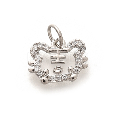Rack Plating Brass Micro Pave Cubic Zirconia Pendants KK-H508-28P-07-1