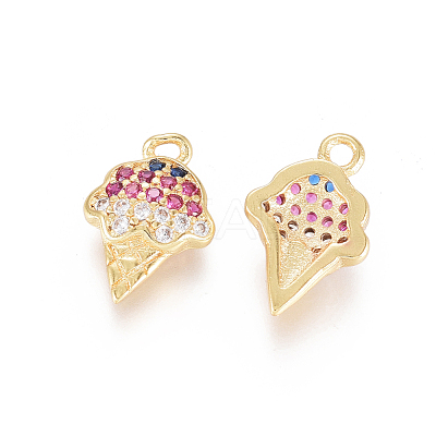 Brass Micro Pave Cubic Zirconia Charms ZIRC-L093-23G-1