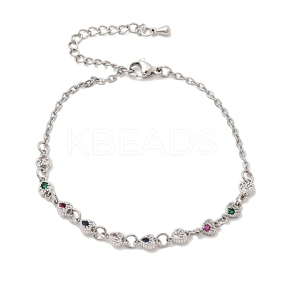 Brass Micro Pave Cubic Zirconia Link Bracelets BJEW-H639-10P-1