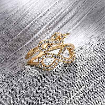 Brass Micro Pave Cubic Zirconia Adjustable Cuff Rings RJEW-C141-01G-1