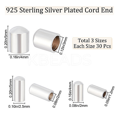 90Pcs 3 Style Brass Cord Ends KK-BBC0003-57S-1
