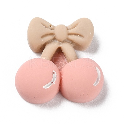 Cartoon Opaque Resin Cherry with Bowknot Cabochons LS-RESI-Q218-01F-1
