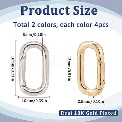 8Pcs 2 Colors Brass Spring Gate Rings KK-SC0005-56-1