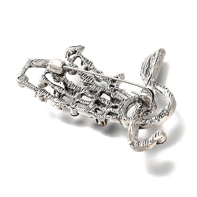 Musical Note Alloy Rhinestone Brooches for Backpack Clothes JEWB-Q009-08AS-1