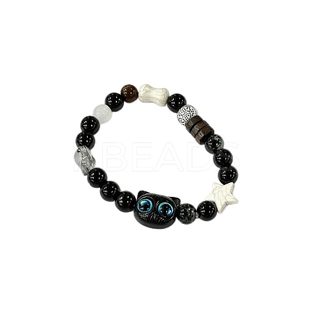 Wood and Glass Beaded Bracelets FS-WG04B26-03-1