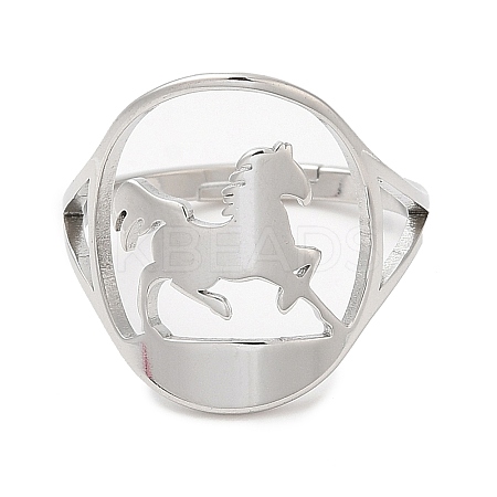 Non-Tarnish 304 Stainless Steel Horse Adjustable Ring for Women RJEW-M149-21P-1