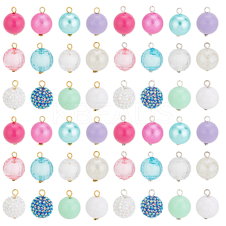 48Pcs 24 Style Resin Rhinestone & Acrylic Round Ball Charms DIY Jewelry Making Finding Kit PALLOY-PHE00002-1