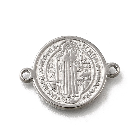 304 Stainless Steel Saint Benedict Medal Cross Connector Charms STAS-C119-12P-1