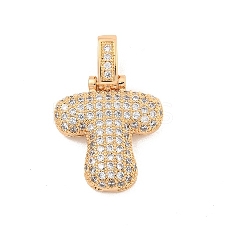 Brass Micro Pave Clear Cubic Zirconia Pendants KK-B099-01G-T-1