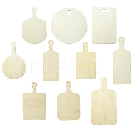 10Pcs 10 Styles Rectangle Wooden Mini Cutting Board with Handle AJEW-CJ0001-51-1