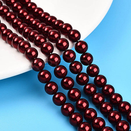 Baking Paint Pearlized Glass Pearl Bead Strands HY-N002-8mm-A13-1