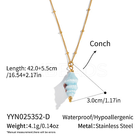 Conch Shell Shape Pendant 304 Stainless Steel Satellite Chain Necklaces for Women LD6500-4-1