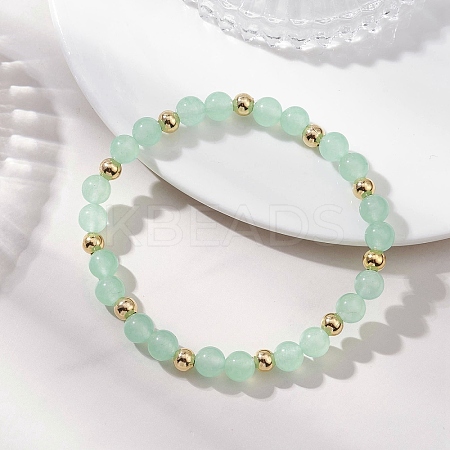 Natural & Dyed Malaysia Jade & 304 Stainless Steel Beads Stretch Bracelets for Women BJEW-JB13211-1
