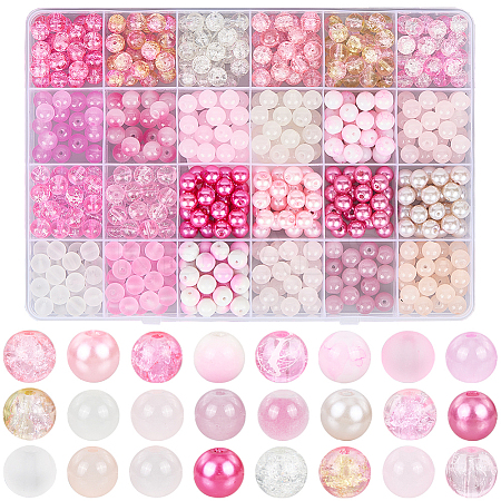 DIY Round Imitation Acrylic Pearl and Glass Beads Jewelry Making Finding Kits DIY-SP0002-78E-1