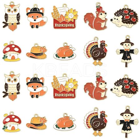 20Pcs 10 Styles Thanksgiving Theme Alloy Enamel Pendants FIND-FS0004-84-1