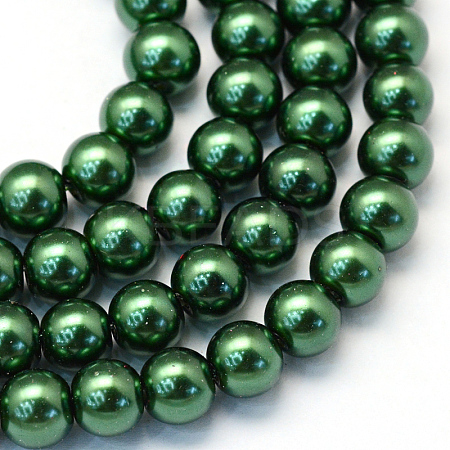 Baking Painted Pearlized Glass Pearl Round Bead Strands HY-Q003-12mm-75-1