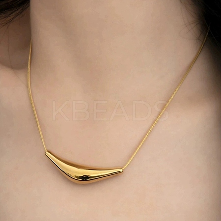 304 Stainless Steel Arc-shaped Pendant Necklaces for Women NJEW-A049-01G-1