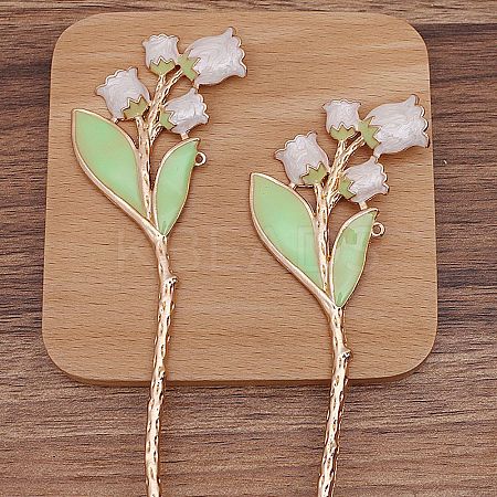 Ancient Style Alloy with Enamel Hair Stick Findings PW-WGE2409-07-1