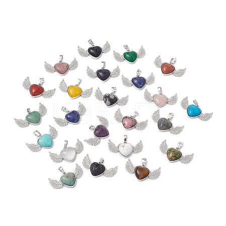 Natural & Synthetic Mixed Gemstone Pendants G-P492-04P-1