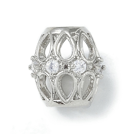 Rack Plating Brass Micro Pave Clear Cubic Zirconia Beads KK-A220-13P-1