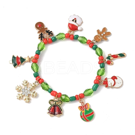 Christmas Alloy Enamel Charm Bracelets LS-BJEW-B155-01B-KCG-1