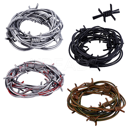 4Pcs 4 Colors Halloween Plastic with Iron Inside Fake Barbed Wire Garlands for Party Home Decoration Crafts KY-GA0001-40-1