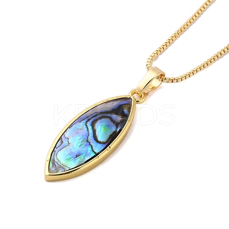 Rack Plating Natural Paua Shell Pendants Necklace NJEW-B104-01A-01G-1