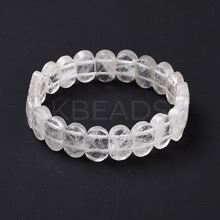 Natural Quartz Crystal Oval Beaded Stretch Bracelet G-E010-01P-1