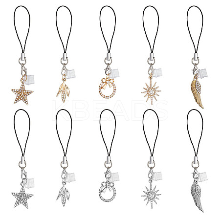 Alloy with Crystal Rhinestone Pendant Mobile Straps HJEW-OC00035-1