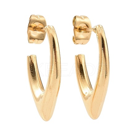 Ion Plating(IP) 304 Stainless Steel V-shape Stud Earrings X-EJEW-G293-26G-1