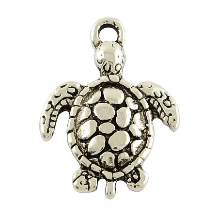 Tibetan Style Alloy Sea Turtle Pendants TIBEP-22101-AS-LF-1