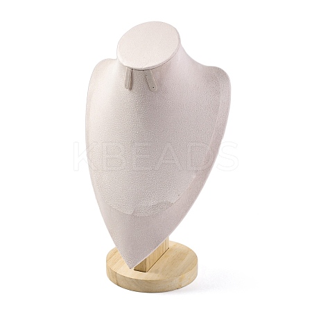 Bust Shaped Microfiber & Wood Jewelry Necklace & Earrings Display Stands NDIS-H042-01C-03-1