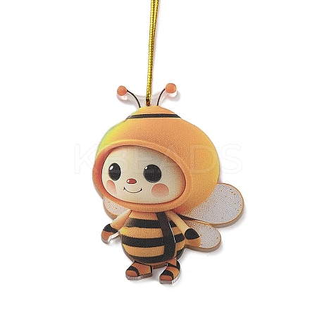 Cute Bees Acrylic Pendant Decoration HJEW-G026-01E-1