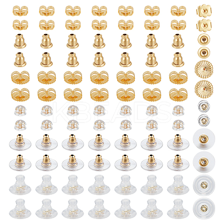 6 Styles 304 Stainless Steel & Silicone & Brass Ear Nuts STAS-ME0001-02-1
