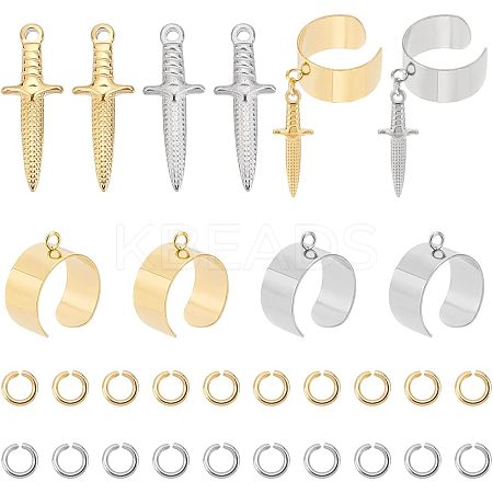 DIY Dagger Charm Cuff Ring Making Kit DIY-UN0003-66-1
