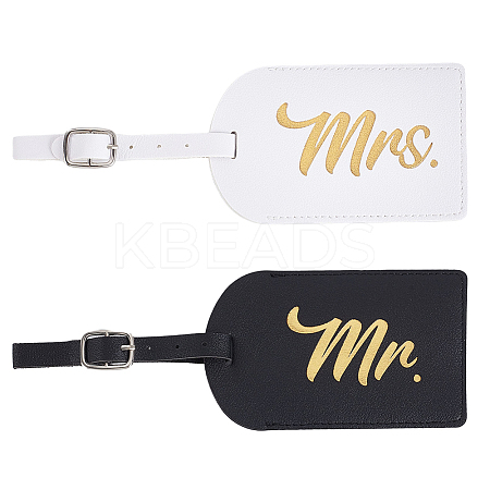 4Pcs 2 Colors PU Leather Luggage Tag AJEW-GA0008-53-1
