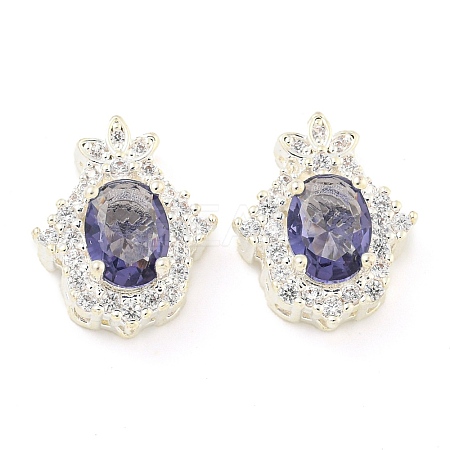 Rack Plating Brass Pave Mauve Cubic Zirconia Hamsa Hand Multi-Strand Links KK-F089-18S-1