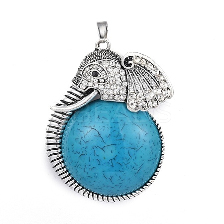 Antique Silver Tone Alloy Resin Animal Big Pendants PALLOY-J346-06AS-1