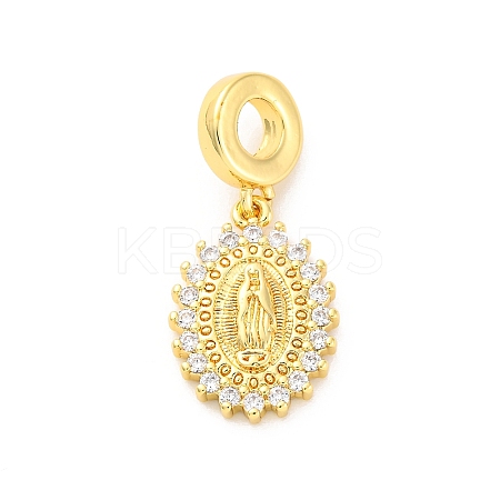 Brass Clear Cubic Zirconia European Dangle Pendants KK-D325-28G-02-1