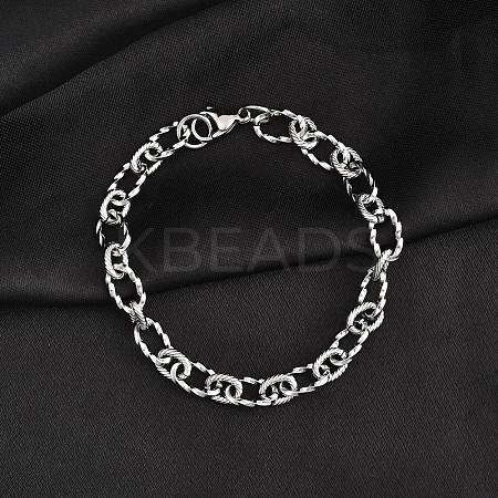 Tarnish Resistant 304 Stainless Steel Figaro Chain Bracelets BJEW-P237-24P-1
