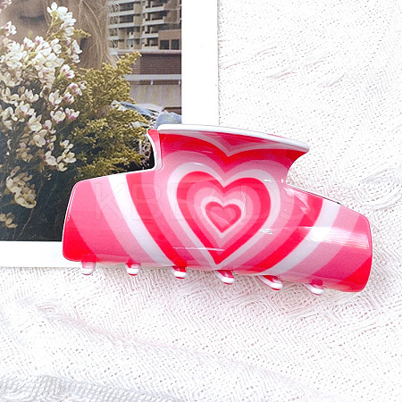 Gradient Color Heart Pattern Acrylic Shark Hair Clips LS-RABO-PW0001-055A-1