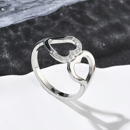 304 Stainless Steel Cubic Zirconia Finger Rings for Women RJEW-F189-05P-1