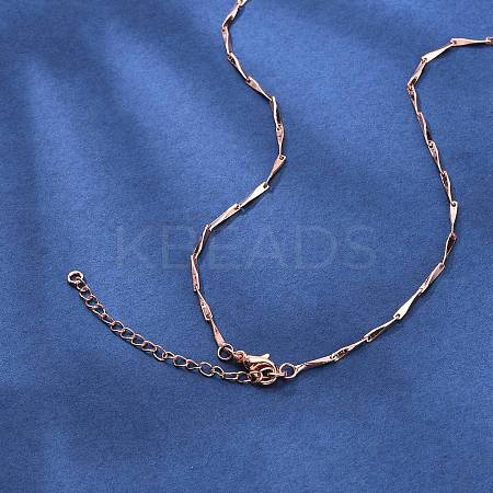 Brassl Twisted Bar Link Chain Necklaces for Men Women NJEW-G160-15RG-1