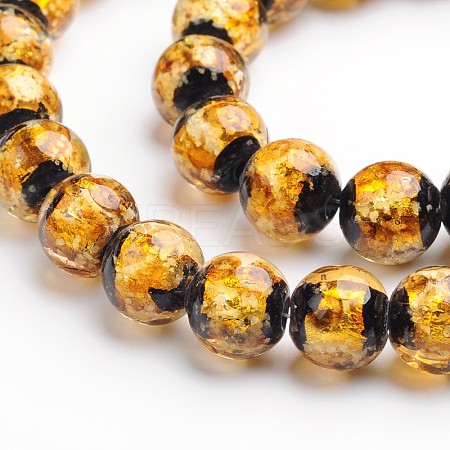 Glow in the Dark Luminous Style Handmade Silver Foil Glass Round Beads FOIL-I006-12mm-01-1
