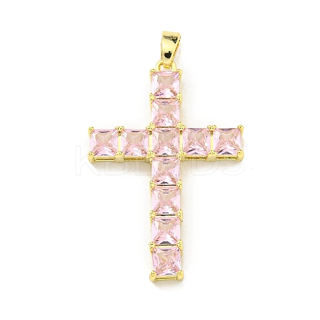 Brass Micro Pave Cubic Zirconia Pendants KK-L073-002G-01-1